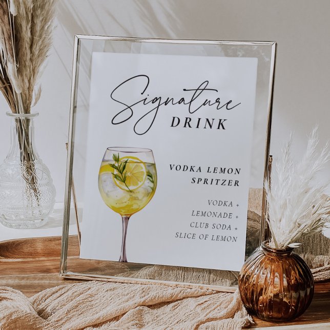 Poster Vodka Lemon Spritzer Signature Drink Sinal (Criador carregado)