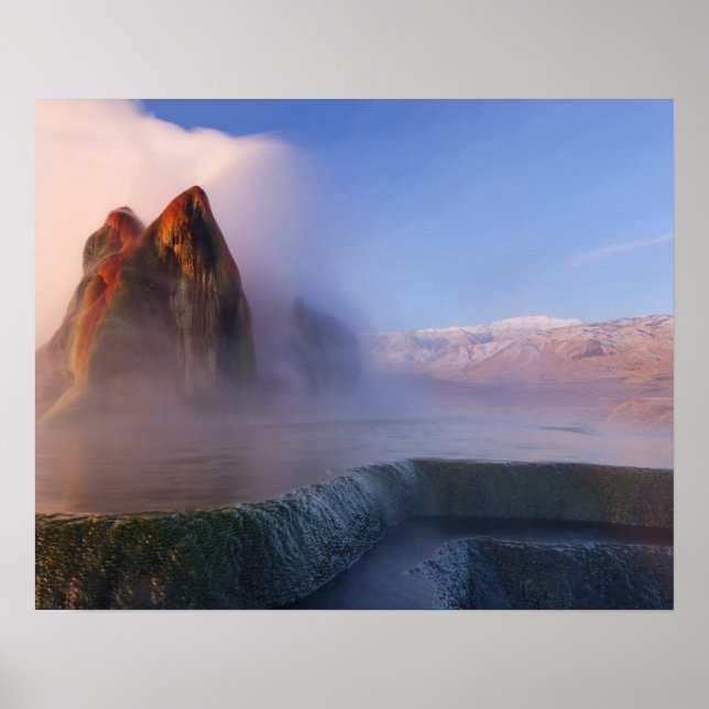 Pôster Voe Geyser com a faixa de granito com capa de neve (Frente)
