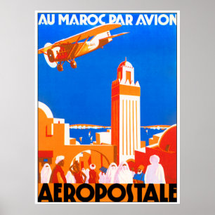 Poster Voe no Ar de Marrocos. Aeropostale