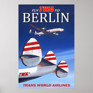 Poster Voe TWA para Berlim Alemanha Trans World Airlines