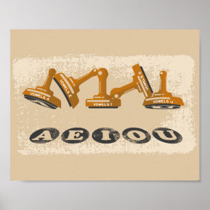 Poster Vogels AEIOU em inglês