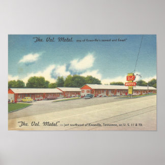 Poster VOL Motel, Knoxville, TN ~ Vintage linen cartão po