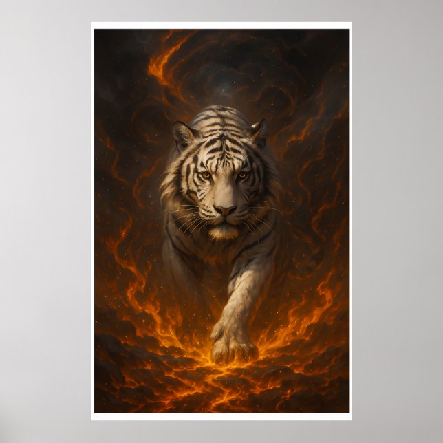 Poster Volcanic White Tiger Premium Wall Art – Fine Art  (Frente)