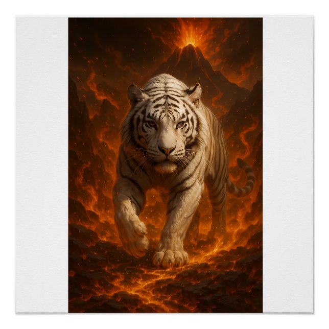 Pôster  Volcanic White Tiger Premium Wall Art – Fine Art  (Frente)