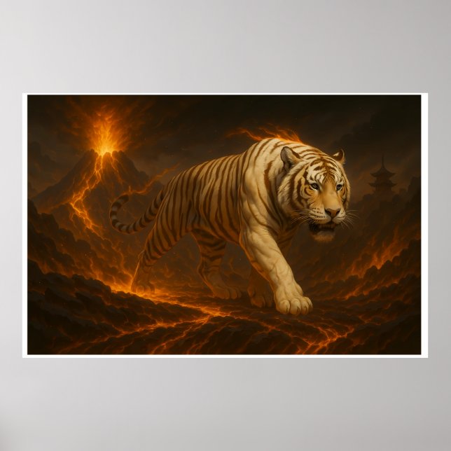 Poster Volcanic White Tiger Premium Wall Art – Fine Art  (Frente)