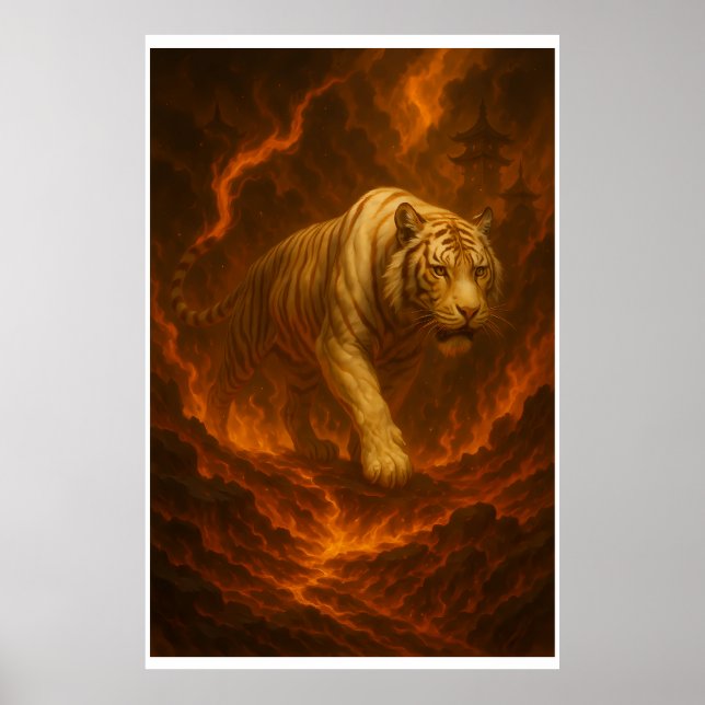 Poster Volcanic White Tiger Premium Wall Art – Fine Art  (Frente)