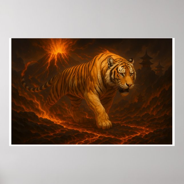 Poster Volcanic White Tiger Premium Wall Art – Fine Art  (Frente)