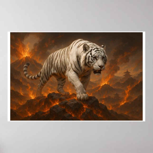 Poster  Volcanic White Tiger Premium Wall Art – Fine Art (Frente)