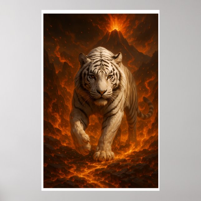 Poster  Volcanic White Tiger Premium Wall Art – Fine Art  (Frente)