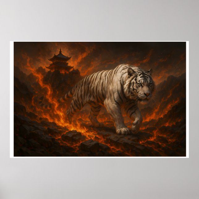 Poster Volcanic White Tiger Premium Wall Art – Fine Art (Frente)