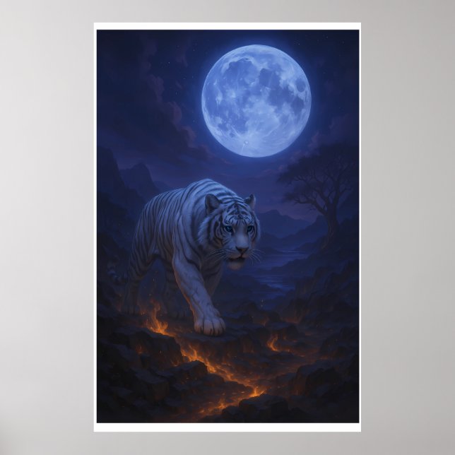 Poster Volcanic White Tiger Premium Wall Art – Fine Art (Frente)