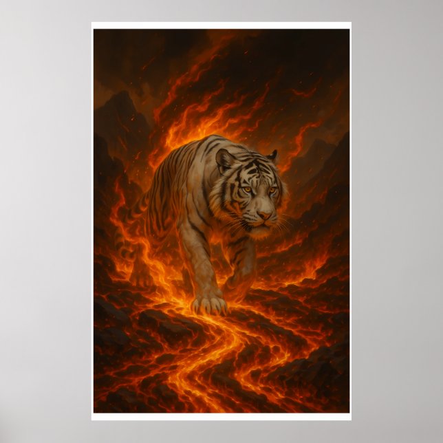 Poster Volcanic White Tiger Premium Wall Art – Fine Art C (Frente)