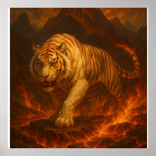 Poster Volcanic White Tiger Premium Wall Art – Fine Art C (Frente)