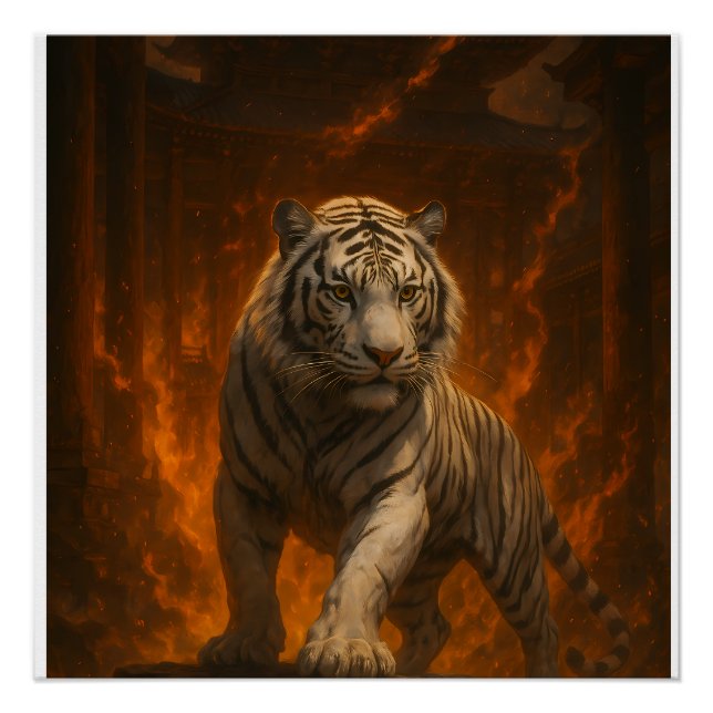 Pôster Volcanic White Tiger Premium Wall Art – Fine Art C (Frente)