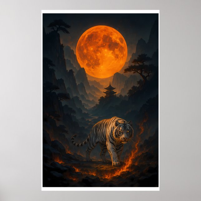 Poster Volcanic White Tiger Premium Wall Art – Fine Art C (Frente)