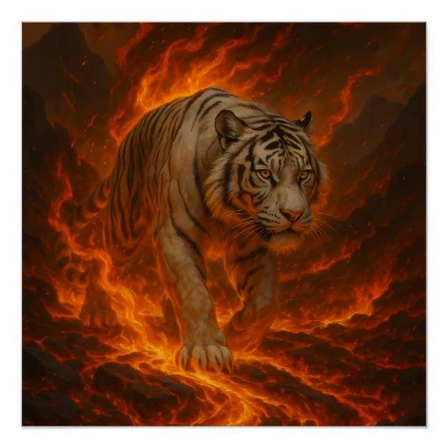 Pôster Volcanic White Tiger Premium Wall Art – Fine Art C (Frente)