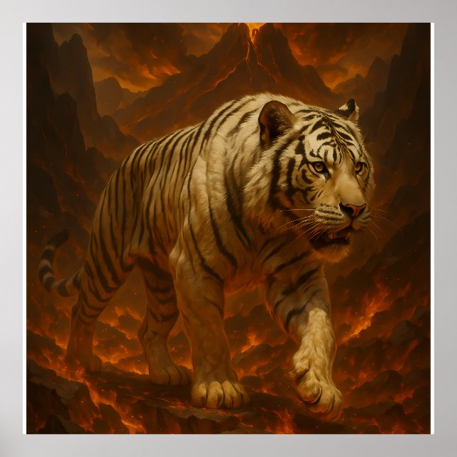 Poster Volcanic White Tiger Premium Wall Art – Fine Art C (Frente)