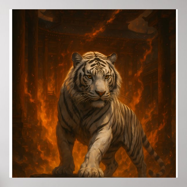 Poster Volcanic White Tiger Premium Wall Art – Fine Art C (Frente)