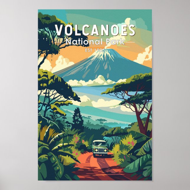 Poster Volcanoeiros Parque Nacional Ruanda Viagem Art Vin (Frente)
