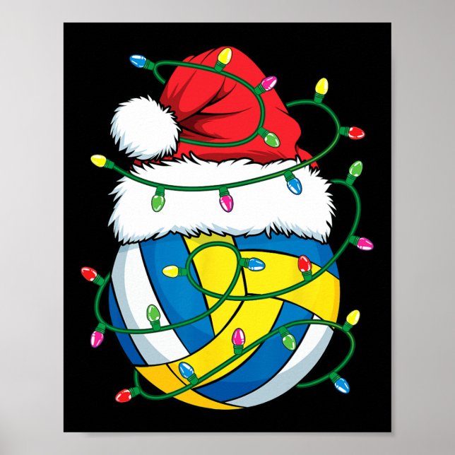 Poster Vôlei de Natal Santa Hat Meninas Xmas Lig (Frente)