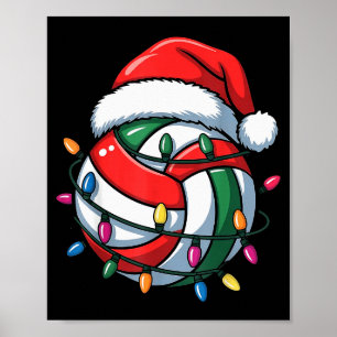 Poster Volei de Praia Natal Chapéu de Papai Noel Volei Sr