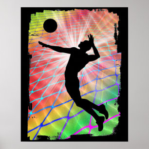 Poster Voleibol de praia colorida