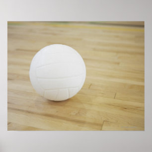 Pôster Voleibol no assoalho de madeira