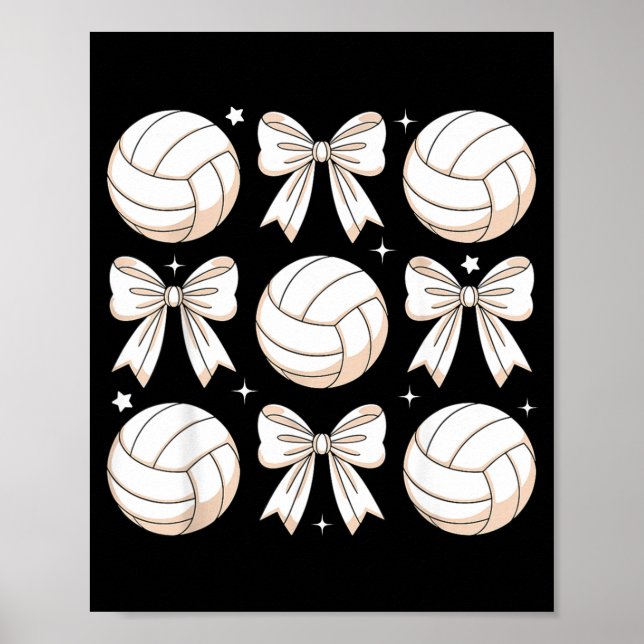 Poster Volleyball Coquette Bow Volleyball Mama Sister  (Frente)