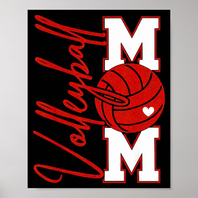 Poster Volleyball Mom Game Day Mama Srts Volleyball Famil (Frente)