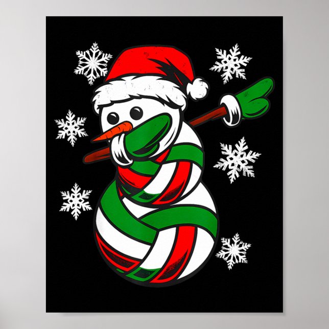Poster Volleyball Santa Hat Snowman Xmas Funny Volleyball (Frente)