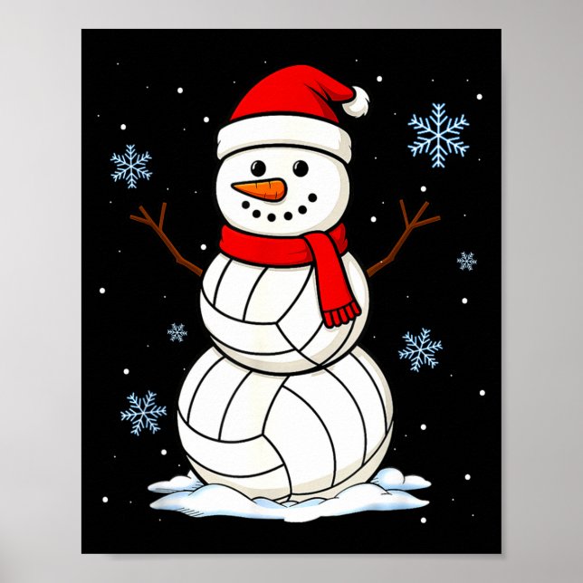 Poster Volleyball Snowman Merry Christmas Funny Srts Xmas (Frente)