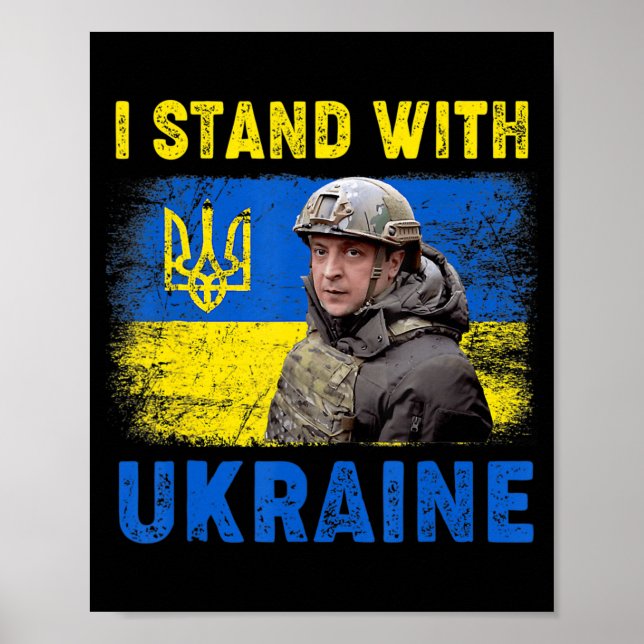 Poster Volodymyr Zelensky I Stand With Ukraine Ukrainian  (Frente)