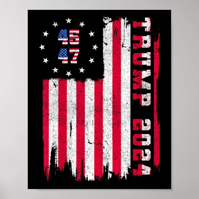Poster Volta) 45 47 Trump 2024 American Flag (Frente)