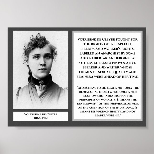 Poster Voltairine de Cleyre Feminista Libertarian Arnarch (Frente)