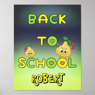 Poster Voltando para a escola peras engraçadas