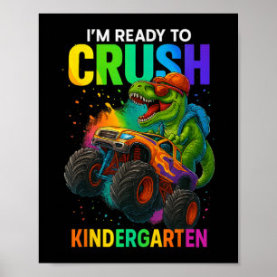 Poster Voltar às Aulas Menino Dinossauro Estou Pronto par