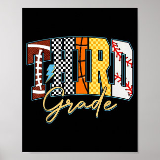 Poster Voltar às Escolas Futebol Beisebol Basquete Tercei