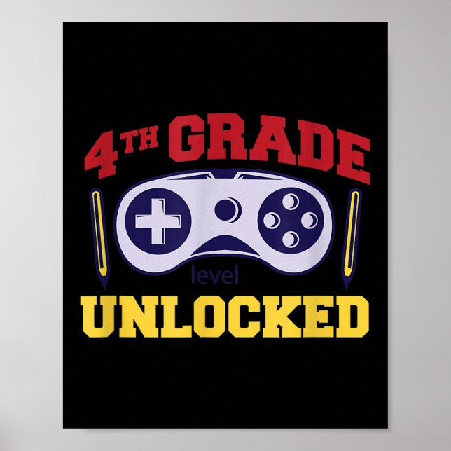 Poster Voltar às Escolas Jogo de Vídeo Desbloqueado Nível (Frente)