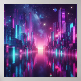 Poster Voltar às Luzes de Cristal Neon da Cidade Escolar