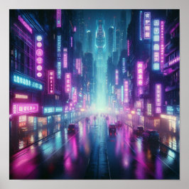 Poster Voltar às Luzes Noturnas da Cidade Neon Vibrante E