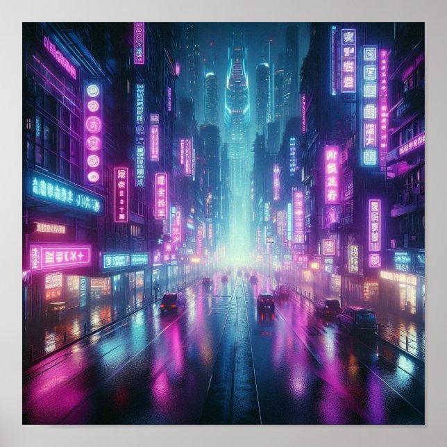 Poster Voltar às Luzes Noturnas da Cidade Neon Vibrante E (Frente)