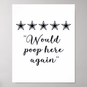 Poster Voltaria a Defecar Aqui Placa Divertida para Banhe