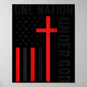 Poster Volte Uma Nação Sob a Bandeira Americana Cristã De