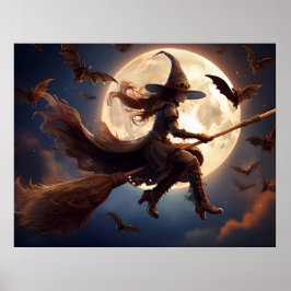 Poster Voo à Lua das Bruxas de Bruxas Steampunk