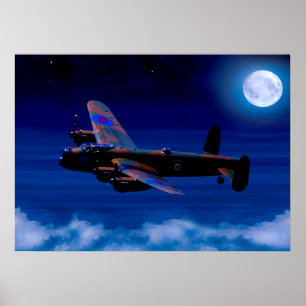 Pôster Vôo de noite do bombardeiro de Lancaster