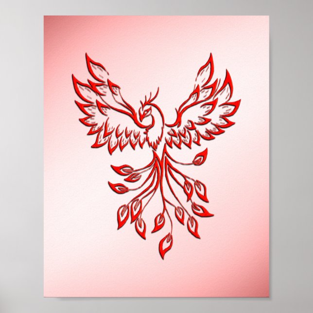 Poster Voo de Um Vermelho Phoenix a Rosa (Frente)