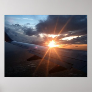 Pôster Voo no por do sol