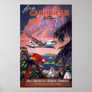 Poster Voo Para O Caribe Pan American World Airways