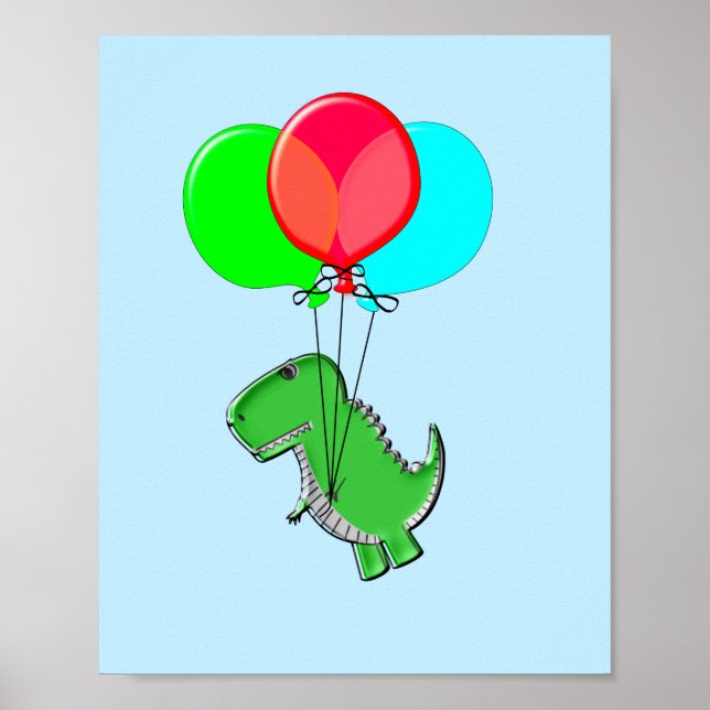 Poster Voo T-Rex Cujo Céu Azul Tem Balões (Frente)