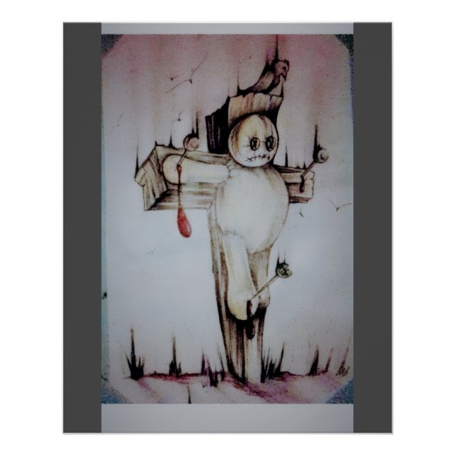 Pôster Voodoo Doll Stencil — Arte Original Impressa (Frente)
